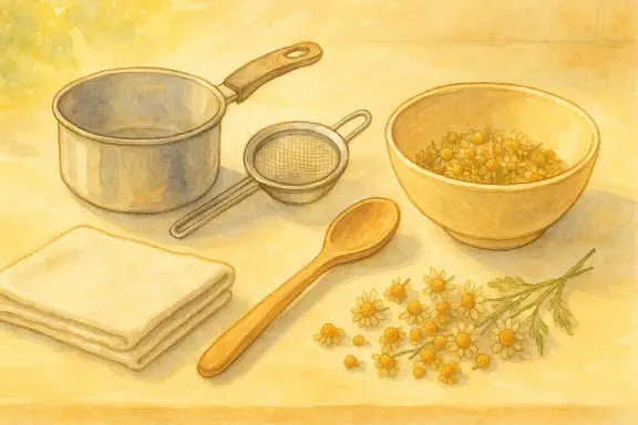 Tools & ingredients for a compress